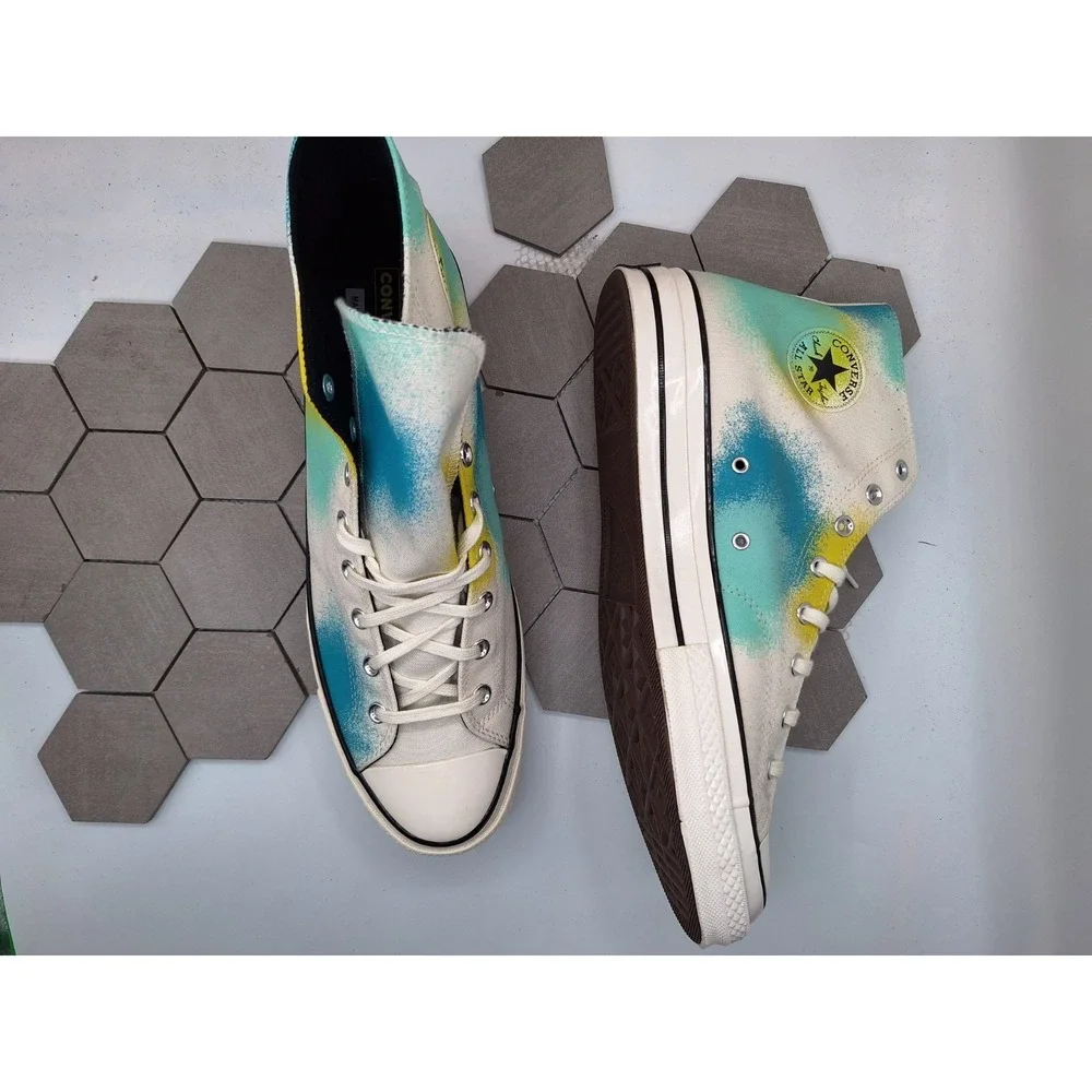Converse Chuck 70 Hi Blue Green Tie Dye Shoes Canvas Sneakers Men's Sz 16 Rare - Picture 10 of 11